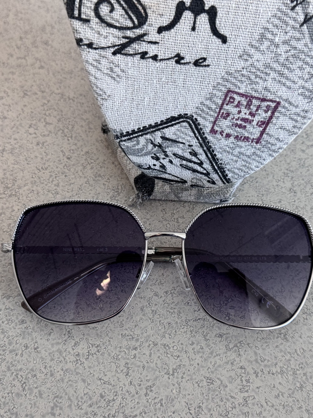 Nine West Silver Frame Sunglasses with Purple Gradient Lenses